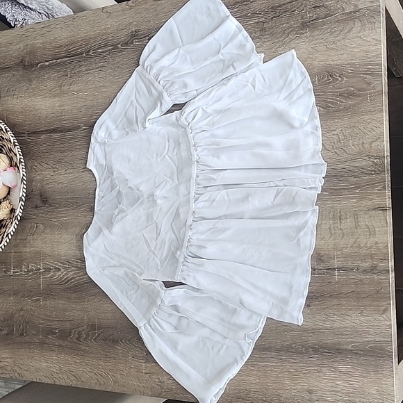 Show Me Your Mumu Poet Tie Top in White Boho Peasant Oversized Lace Up Blouse XS - Picture 11 of 12